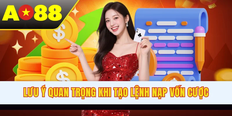 Lưu ý quan trọng khi tạo lệnh nạp vốn cược